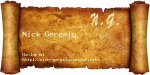 Nick Gergely névjegykártya